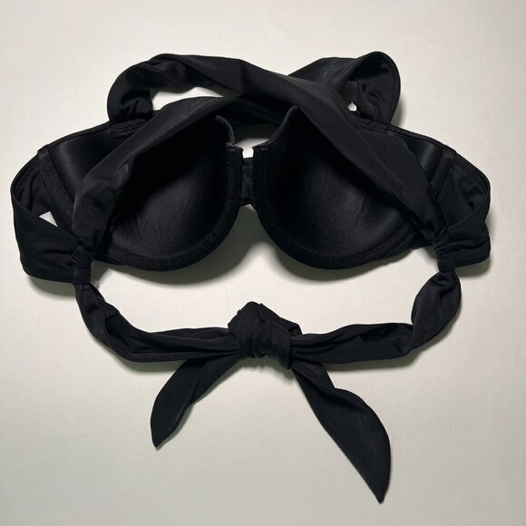 Victoria Secret 34C Twist Front Balconette Bikini Top Crossback Underwire Black - Picture 5 of 7